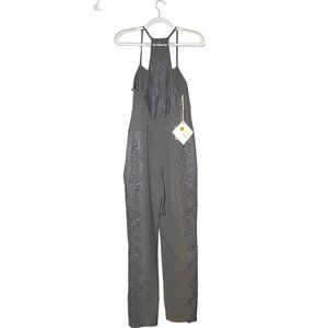 LIU •JO Black Womens Lace Panel Jumpsuit‎ 38 US SZ 6 NWT